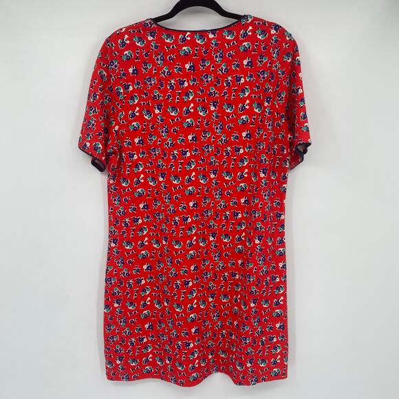 Draper James Women's Georgia Red Floral Mini Henley Dress Size Large - Picture 4 of 11